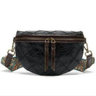 Stylish black bohemian crossbody bags with patterned adjustable straps for casual outings