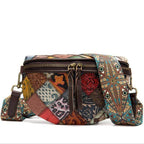 Colorful bohemian crossbody bags with intricate patchwork design and decorative strap for stylish travel