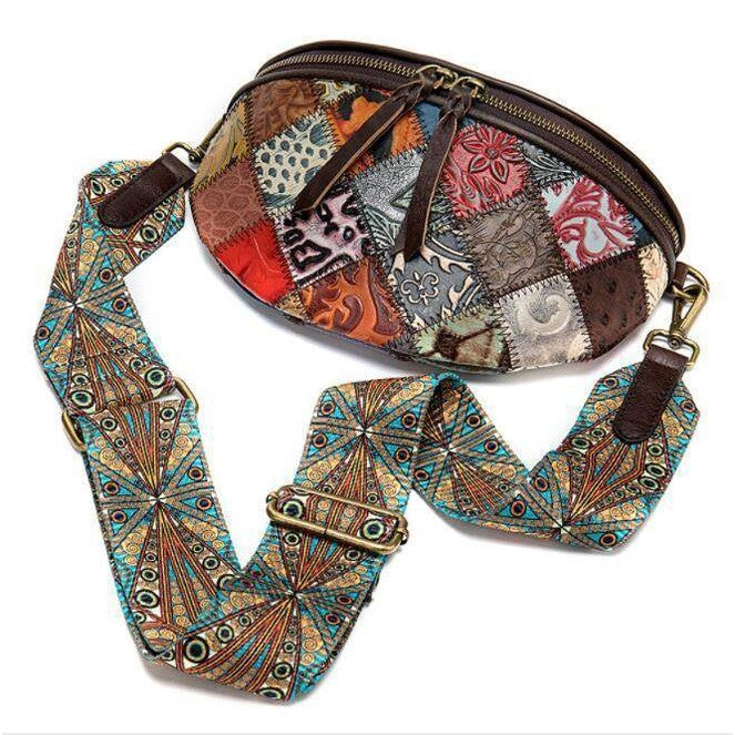 Bohemian crossbody bags with colorful patchwork design and vibrant adjustable strap for stylish convenience