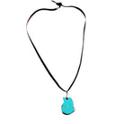 Turquoise bohemian style necklace on a black ribbon, featuring a unique stone pendant