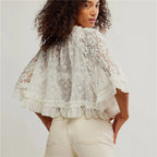 Women's white lace boho blouse, perfect for casual outings