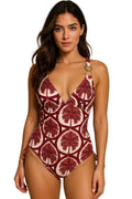 VacationGrabs boho chic one piece swimsuit with a vibrant floral pattern and stylish detailing