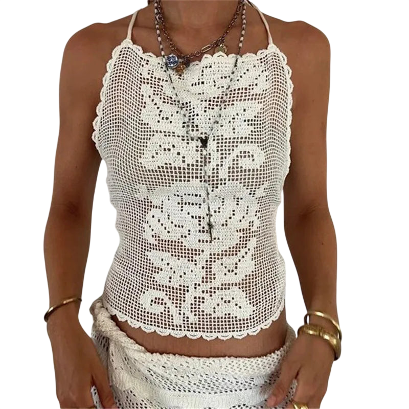 Women's Crochet Crop Top for Summer Vacations