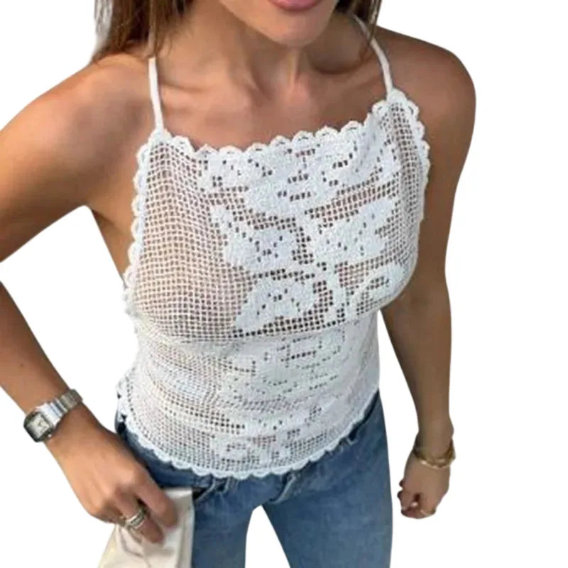 Women's Crochet Crop Top for Summer Vacations