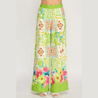 VacationGrabs women's colorful boho elastic waist trousers with floral and geometric patterns
