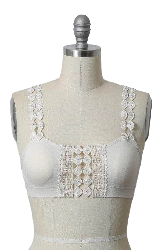 Boho Eye Lace Applique Bralette - VacationGrabs