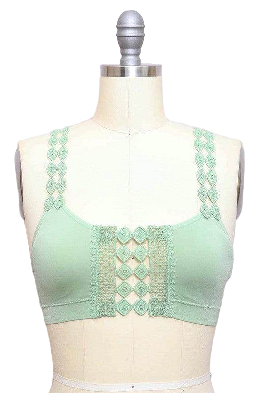 Boho Eye Lace Applique Bralette - VacationGrabs