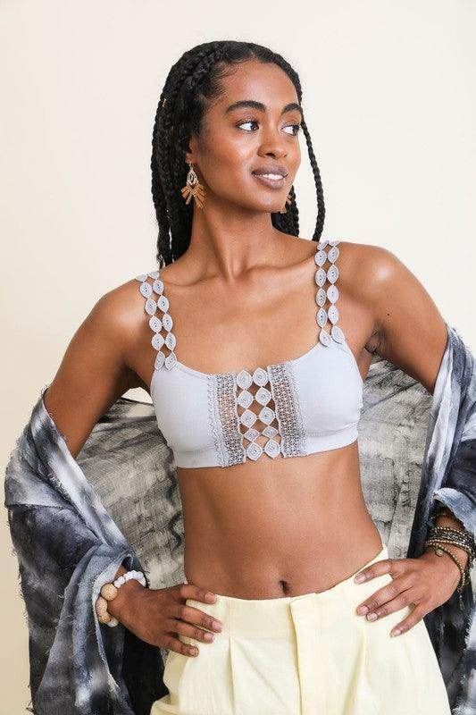 Boho Eye Lace Applique Bralette - VacationGrabs