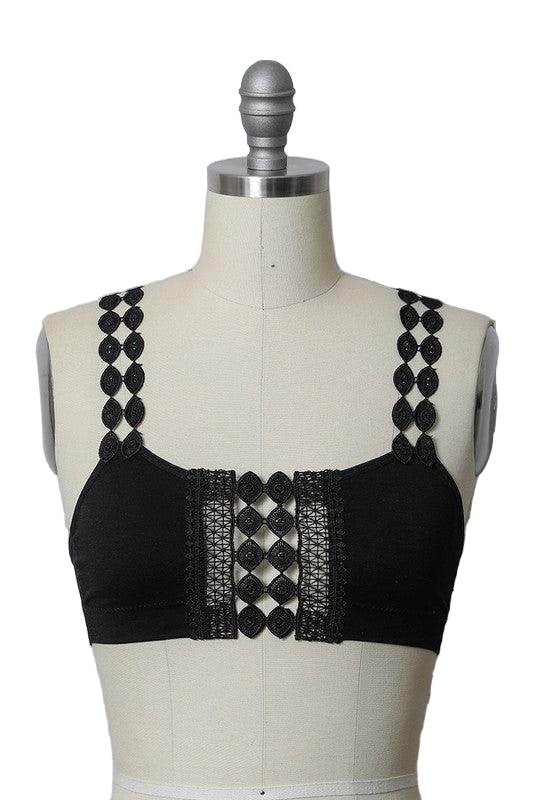 Boho Eye Lace Applique Bralette - VacationGrabs