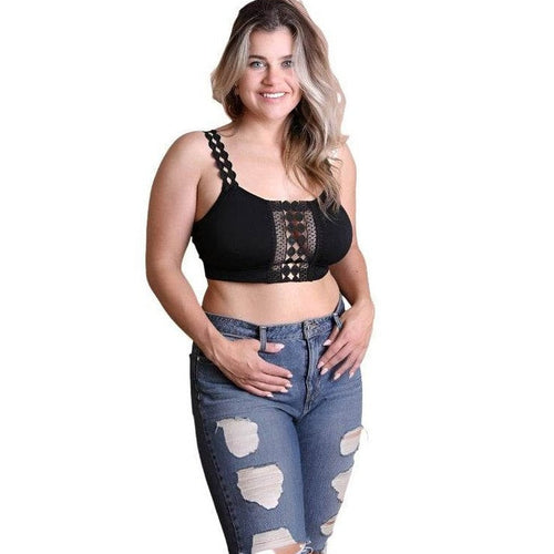 Boho Eye Lace Applique Bralette Plus Size - VacationGrabs