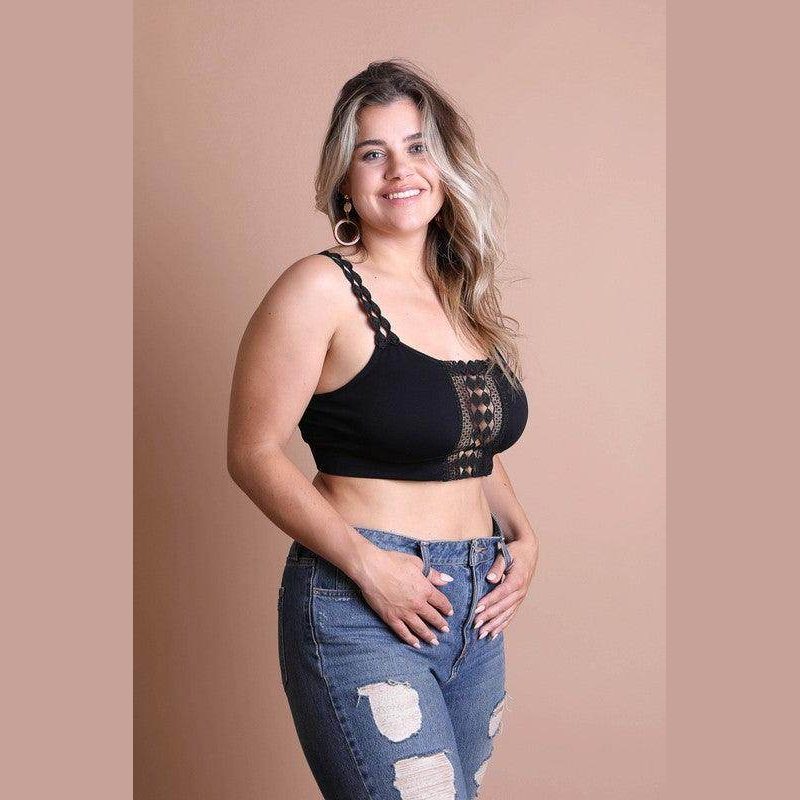 Boho Eye Lace Applique Bralette Plus Size - VacationGrabs