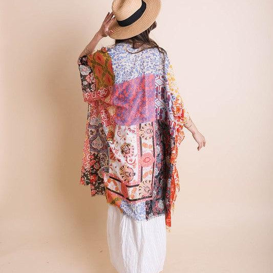 Women's Shirts Boho Floral Patchwork Kimono