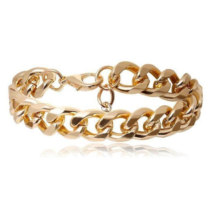 Stylish boho gold charm bracelets with a chunky chain design, perfect for adding flair to any outfit