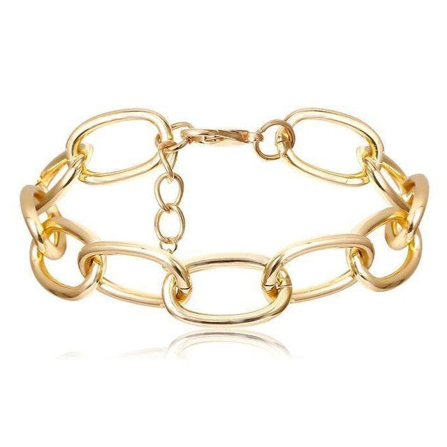 Boho gold charm bracelets featuring a unique chain link design for a stylish accessory