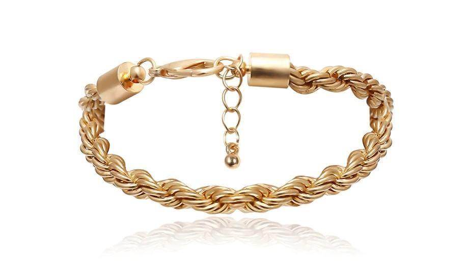 Boho gold charm bracelets with twisted design, perfect for stylish summer outfits