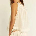Women's white boho outfit for women, lightweight lace tank top