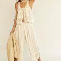Women's cream lace boho outfit for women, perfect for summer outings
