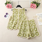 Boho outfit for women, green lace set, perfect for summer outings