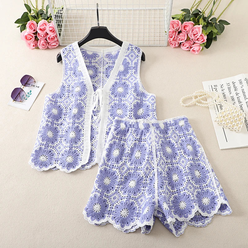 Women's lilac boho outfit for women, lightweight lace, perfect for summer