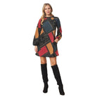 EG Fashion boho patchwork mini dress for women with long sleeves and a stylish design