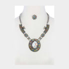 Colorful boho statement necklace for women with matching earrings, perfect for any outfit