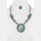 Boho statement necklace for women with turquoise accents and matching earrings for a stylish look