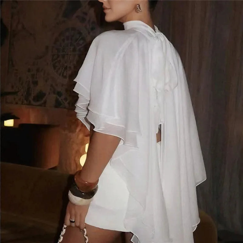 White boho style blouses with flowing sleeves for casual wear