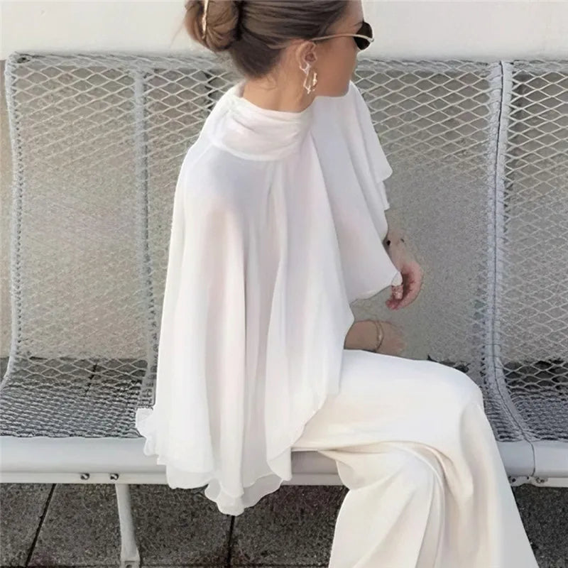 White boho style blouses made of lightweight fabric for casual wear