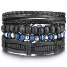 VacationGrabs boho style bracelet set featuring braided leather and colorful beads for men