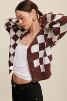 Women's Sweaters - Cardigans Bold Gingham Sweater Weaved Crop Cardigan