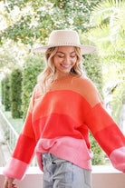 Women's Sweaters Bold Rainbow Stripe Oversized Chunky Knit Pullover