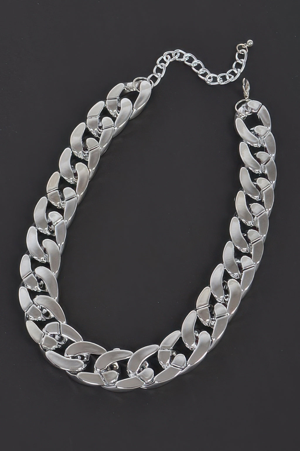 Bold statement chain necklace in silver with a chunky design for fashion-forward women