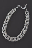 Bold statement chain necklace in silver with a chunky design for fashion-forward women