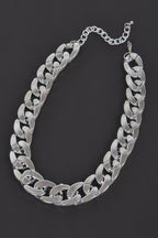 Bold statement chain necklace in silver with a chunky design for fashion-forward women