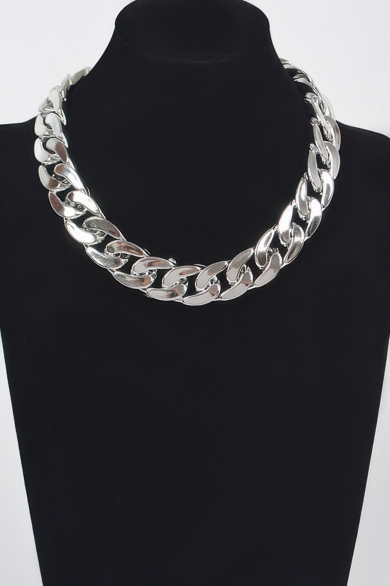 VacationGrabs bold statement chain necklace in shiny silver metal, perfect for any outfit