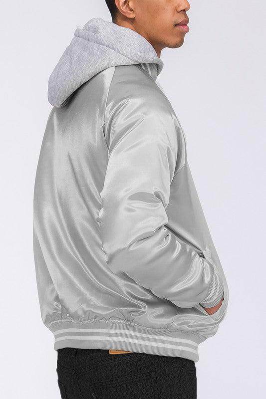Men's grey bomber jacket, stylish for casual wear