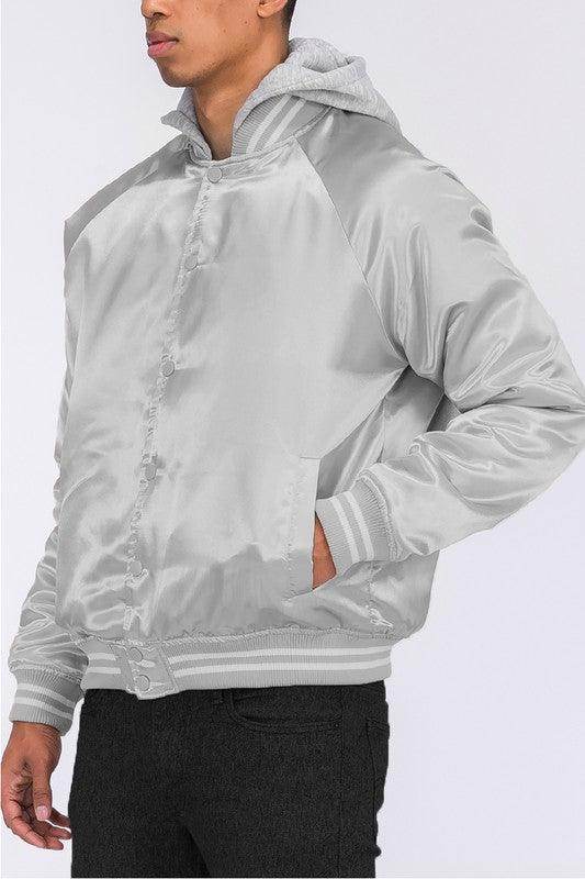 Men's grey bomber jacket, lightweight, perfect for casual wear