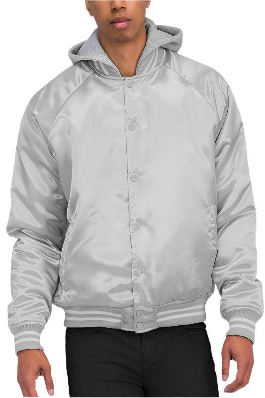 Men's silver bomber jacket, lightweight, perfect for casual wear