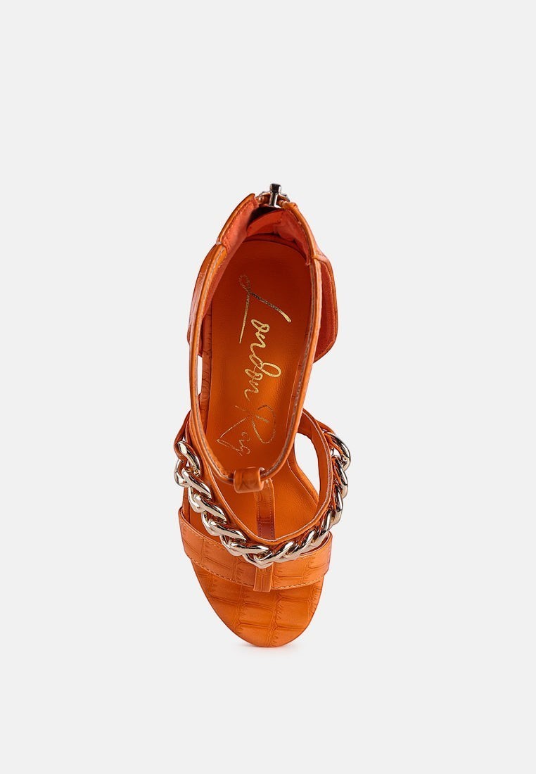 Bonita Metal Chain Zip Up Sandals