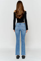 Women's blue bootcut jeans boots for a stylish casual look