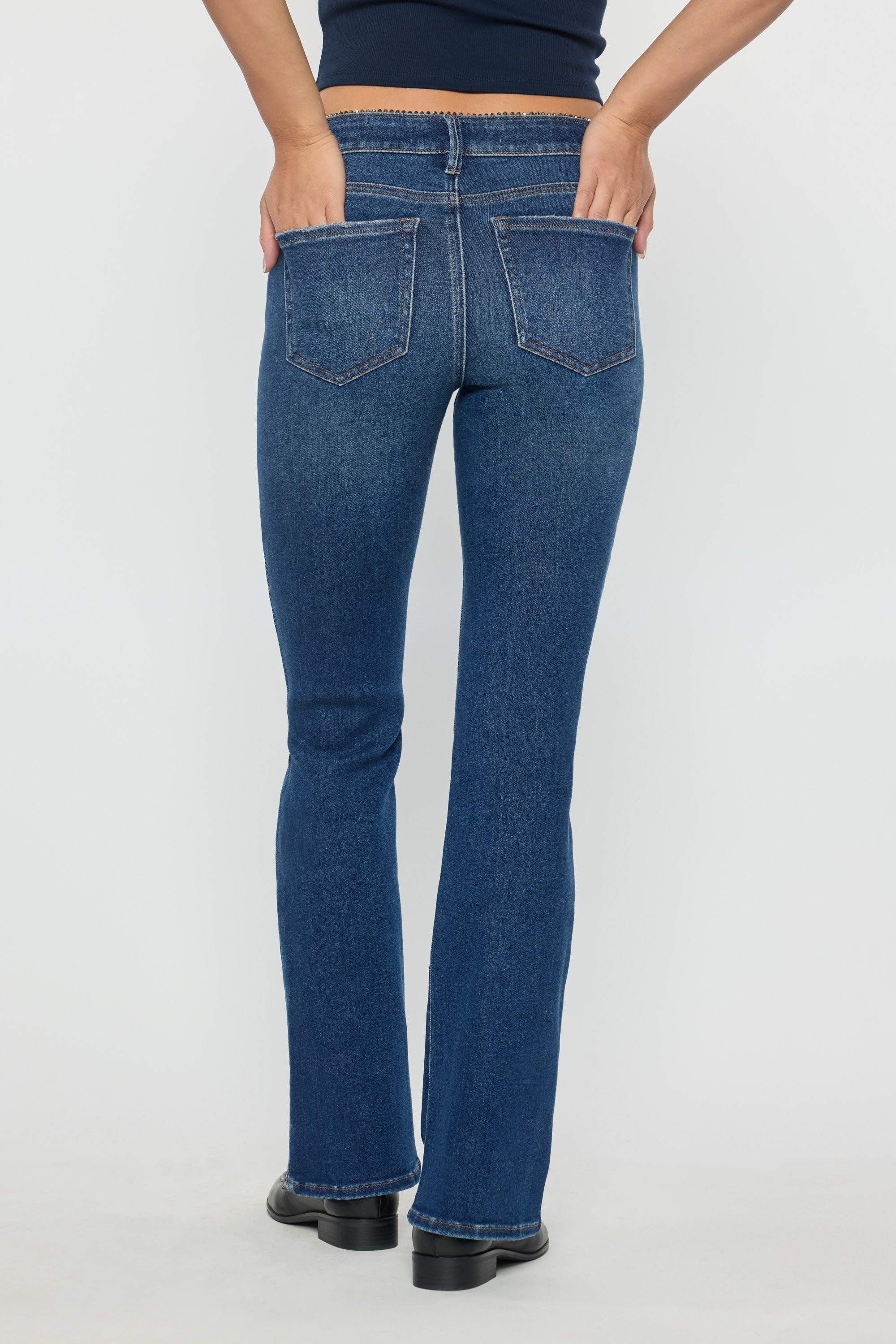 Women's blue bootcut jeans boots, perfect for casual wear