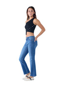 Women's blue bootcut jeans boots made from comfortable denim