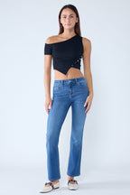 Women's blue bootcut jeans boots for stylish everyday wear