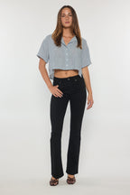 Women's black bootcut jeans boots, perfect for casual outings