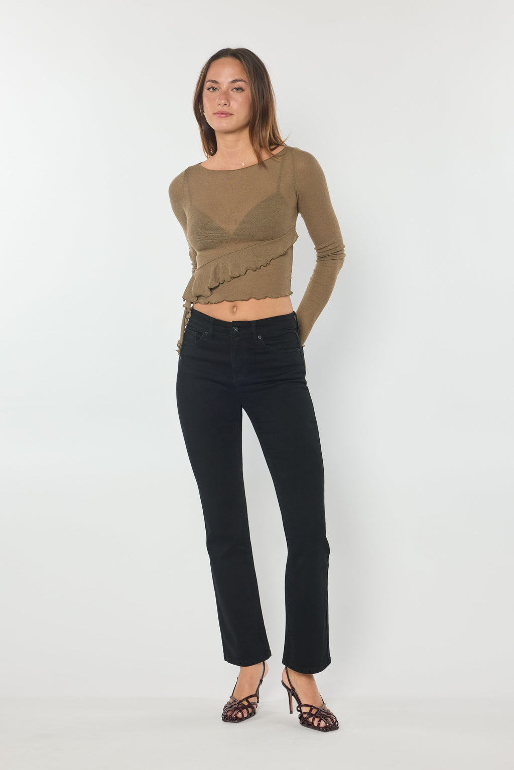Women's black bootcut jeans boots, stylish and versatile for everyday wear