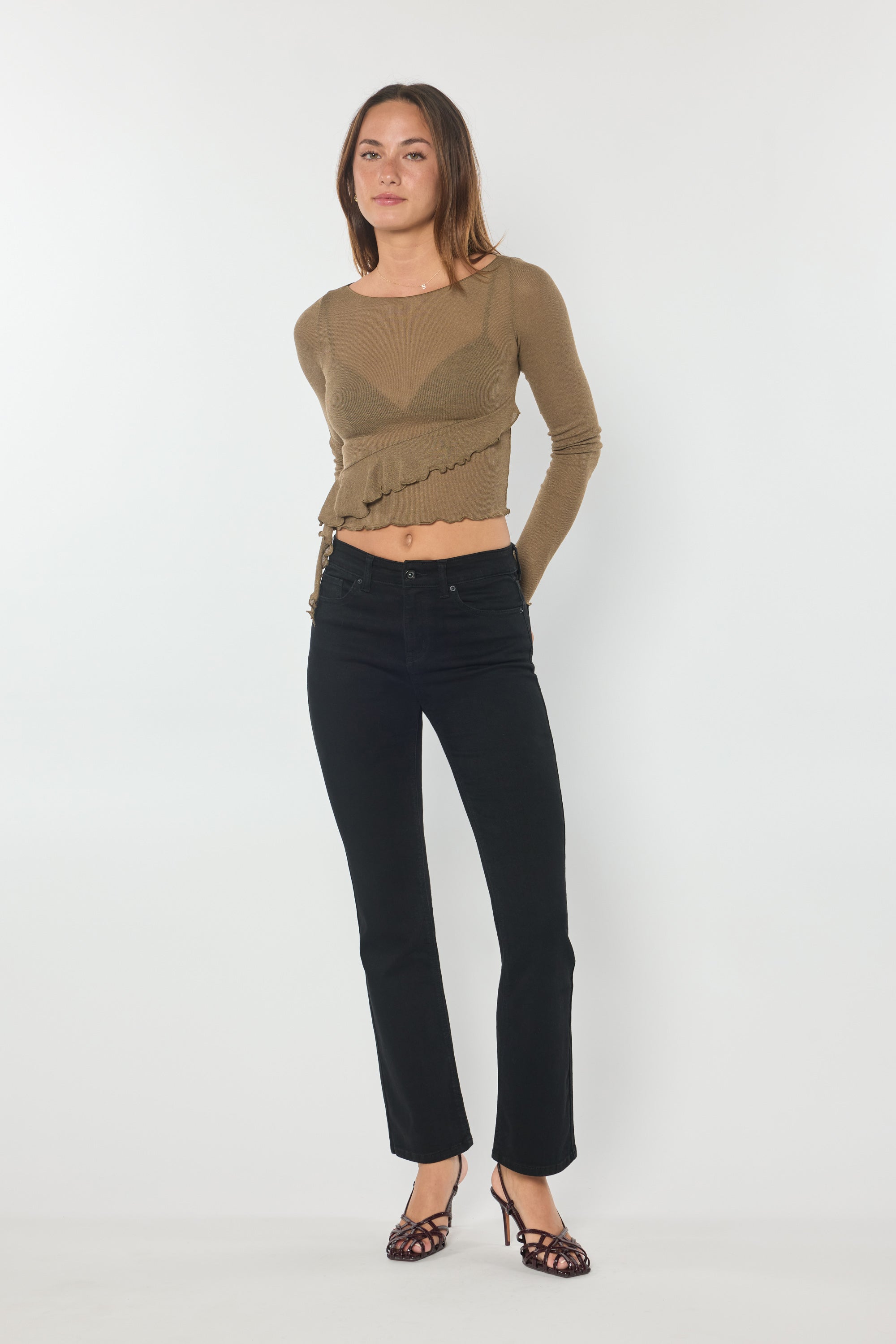 Women's black bootcut jeans boots, stylish and versatile for everyday wear
