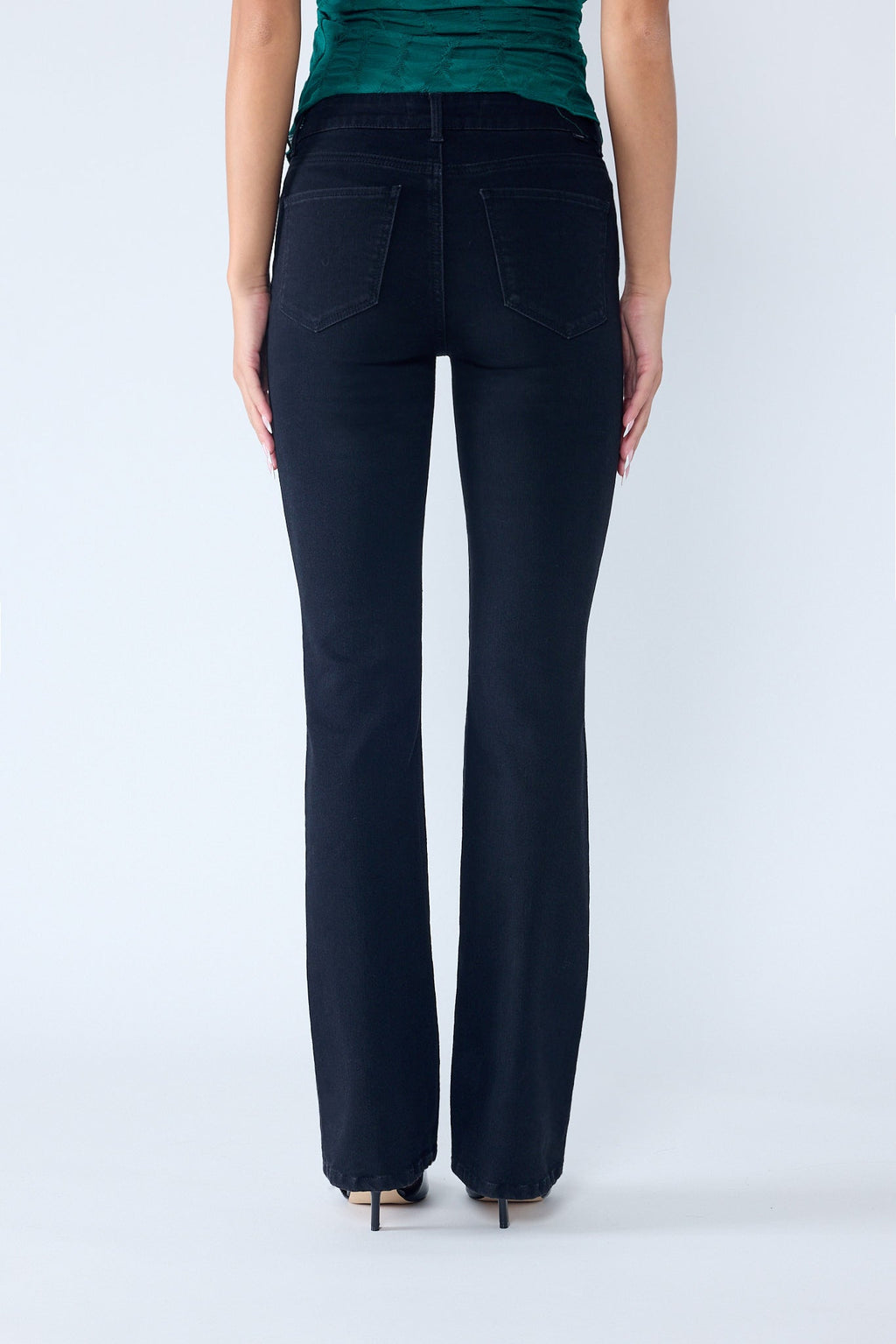 Women's black bootcut jeans boots, perfect for casual outings