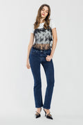 Women's dark blue bootcut jeans boots for a stylish look