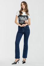 Women's bootcut jeans boots in dark denim, perfect for casual wear