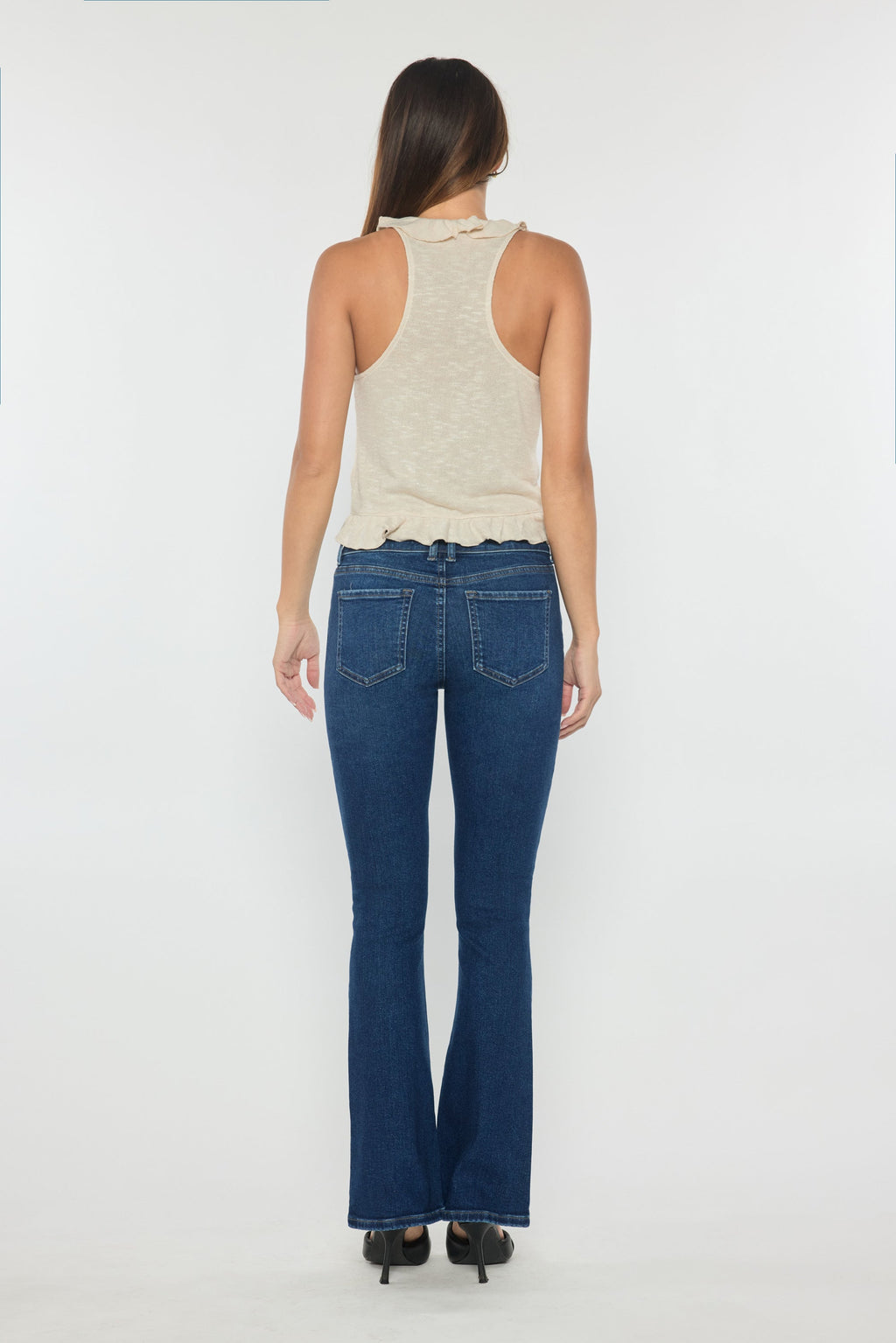 Women's dark blue bootcut jeans boots for a stylish fit